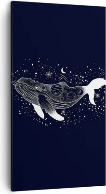 Produktbild von Bild auf Leinwand - Leinwandbild - Einteilig - Wal Schwarzweiß Grafik - 45x80cm - Wand Bild - Wanddeko - Wandbilder - Leinwanddruck - Bilder - Wanddekoration - Leinwand bilder - PA45x80-4870
