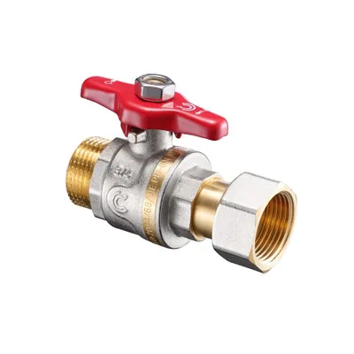 Produktbild von Kugelhahn 3/4 Zoll Messing AG x Überwurfmutter – Heizung/Trinkwasser rot
