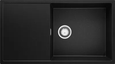 Produktbild von PRIMAGRAN Spülbecken Schwarz Metallic 90x50cm, Granitspüle 1 Becken + Ablauf-Set, Küchenspüle ab 60er Unterschrank - Ibiza