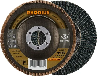 Produktbild von Rhodius Schleifscheibe LGZ F 115x22,23mm Körnung 40 Edelstahl Topline - 205497