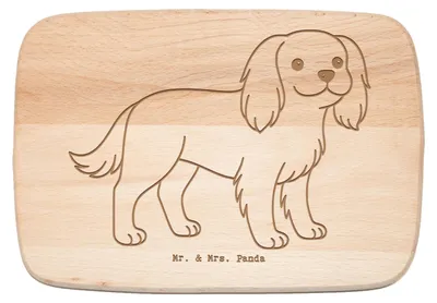 Produktbild von Mr. & Mrs. Panda Holzbrett Cavalier King Charles Spaniel Moment - Transparent - Geschenk, massivholzbrett, Frühstücksbrett, Schneidebrett, jausenbrett