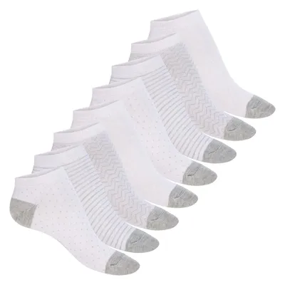 Produktbild von Footstar Damen Motiv Sneaker Socken (8 Paar) Kurze süße Söckchen mit Mustern - Grau Melange 35-38