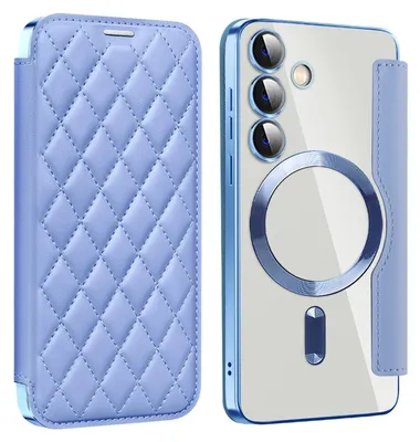 Immagine prodotto di Per Samsung Galaxy S25 5G 360 gradi Full Body Magsafe RFID Anti Data Theft Art Custodia in pelle blu chiaro