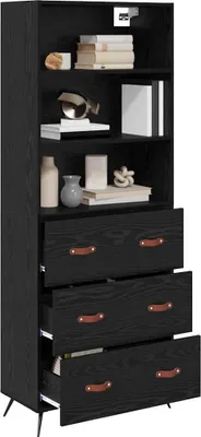 Obrázok produktu pre vidaXL Highboard čierny dubový vzhľad 69,5 x 34 x 180 cm materiál na báze dreva