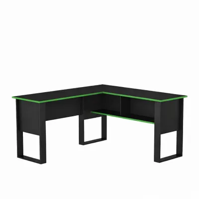 Produktbild von Homidea Arena Gaming-Schreibtisch in L-Form – Eckschreibtisch für Gamer und Homeoffice – Großer Computertisch – Modernes Design – Schwarz/Grün