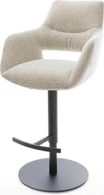 Produktbild von DELIFE Barstuhl Yago-Flex Webstoff Soft Beige Drehfuß höhenverstellbar Metall Schwarz Taschenfederkern