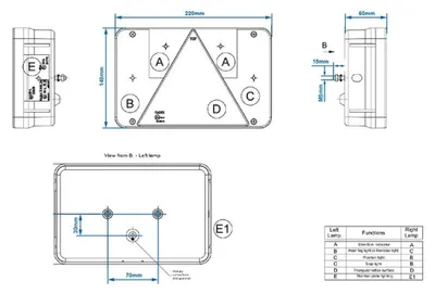 Obrázek produktu pro Zadní světlo 6 funkcí 218x140mm pravé