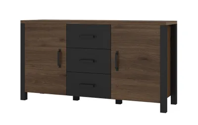 Zdjęcie produktu dla Komoda OLIN Szerokość 147 cm Orzech Okapi / czarny Helvetia Meble 24OKJC26