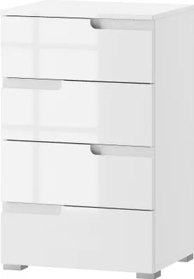 Produktbild von Furniture24 Kommode Selene 02 mit 4 Schubladen Weiß/Weiß Hochganz Schubladenkommode Schubladenschrank