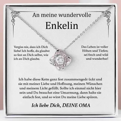 Produktbild von Halskette für Damen u. Frauen - ideales Geschenke für Frauen mit 14K Weißgold Anhänger und Zirkonia Kristallen mit liebevoller Inschrift - Oriana
