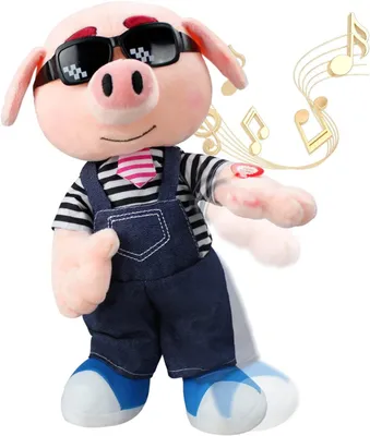Image de Peluche cochon, 30 cm, qui danse et chante, en peluche et PVC, pour les enfants