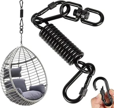 Obrázok produktu pre Závesné kreslo otočná pružina s 2 karabínami - 360° otočné háky - nosnosť do 250 kg - závesná pružina pre držiak na boxovacie vrece - hojdacia sieť na jogu