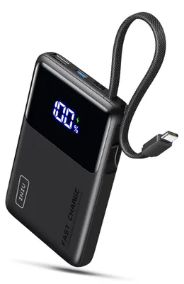 Image de Batterie externe INIU de 45W, ultra compacte, avec une capacité de 10000 mAh et un câble USB-C intégré