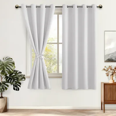 Produktbild von Verdunkelungsgardinen mit Ösen, 2 Stücke, Thermovorhang, Kälteschutz, Grau Weiß, 160x132cm