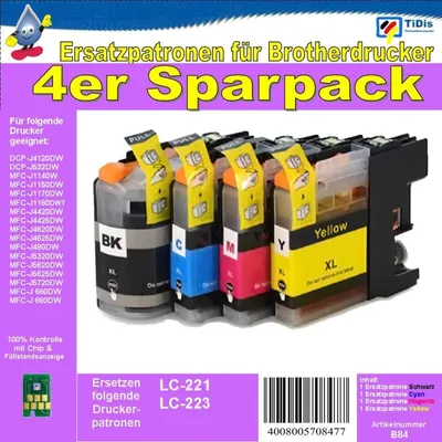 A product image showing a multipack of ink cartridges for Brother printers, with accompanying text and branding.