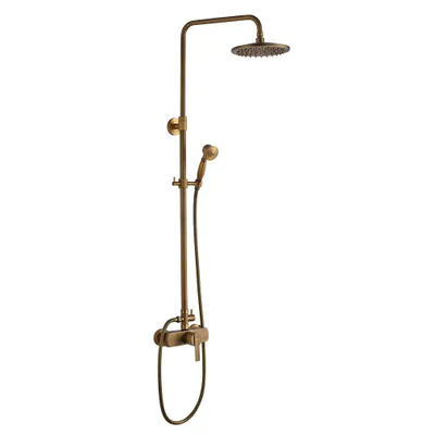 Produktbild von Auralum Duschsäule Höhenverstellbares Duschset Zwei Düsen zur Auswahl aus Messing im eleganten Retro-Stil