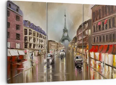 Produktbild von Bild auf Leinwand - Leinwandbild - Paris Turm Straße - 105x70cm - Wand Bild - Wanddeko - Wandbilder - Leinwanddruck - Bilder - Kunstdruck - Wanddekoration - Leinwand bilder - Wandkunst - CE105x70-3431