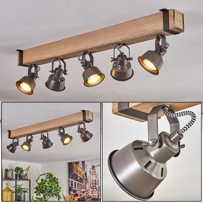 Produktbild von Villanuova Deckenlampe aus Metall/Holz in Grau/Naturfarben