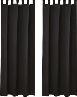 Produktbild von 2x Gardinen mit Schlaufen (Schwarz), Größe: 140x145cm