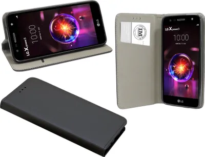 Produktbild von cofi1453® Buch Tasche "Smart" kompatibel mit LG X POWER 3 Handy Hülle Etui Brieftasche Schutzhülle mit Standfunktion, Kartenfach Schwarz
