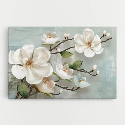 Produktbild von ARTHUB® Leinwandbild 80x120 cm, Magnolino | Wohnzimmerdekoration, Hängende Bilder, Wanddekoration, Heimdekoration, Blumen, Magnolien