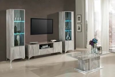 Produktbild von Wohnzimmer RTV 2xVitrine Wohnzimmer Schränke Design tv Modern Vitrinen Set 3tlg.