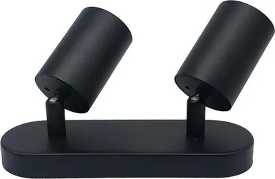 Image de Plafonnier 2 Spots Orientables Alu Noir pour Ampoule GU10