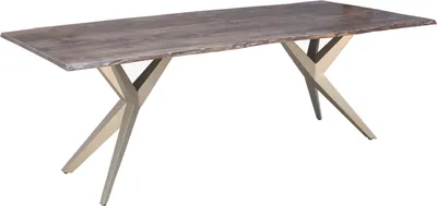 Image de MASSIVMOEBEL24 | Table à manger 180x90 Acacia laqué Gris taupe / Gris mat FREEFORM #35