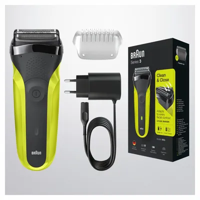 Obrázek produktu pro Braun Series 3 81702940, Planžetový holicí strojek, Černá, Zelená, Knoflíky, LED, Nabíjecí, Výkon, Napájení/baterie