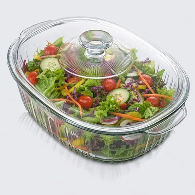 Image de Plat à gratin en verre avec couvercle, 2,8 litres, résistant à la chaleur. Fabriqué en verre borosilicaté avec des poignées, idéal pour la cuisson, la pâtisserie et la marinade