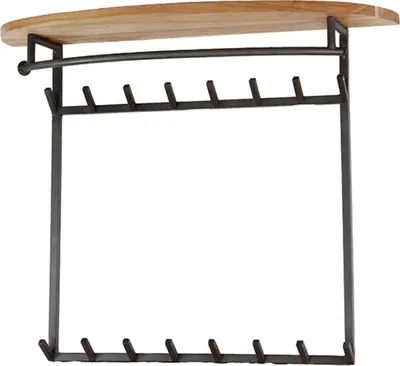 Produktbild von KAWOLA Garderobe LUANA Akazie Metall Hutablage 16 Haken schwarz