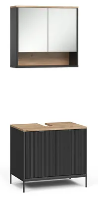 Produktbild von Badmöbel-Set Vicco Eliza Schwarz/Viking Oak 2-teilig, Model 71943