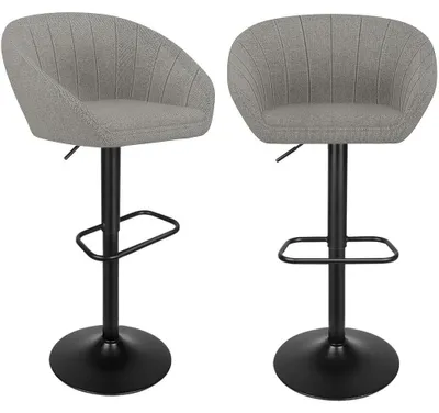 Image de Lot de 2 tabourets de bar - Tabouret de bar - Réglable en hauteur - Pivotant - Assise rembourrée - Structure en métal - Style moderne - Gris clair