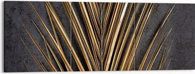 Produktbild von Bild auf Leinwand - Leinwandbild - 3 Teile - Blatt golden schwarz - 150x50cm - Wand Bild - Wanddeko - Wandbilder - Leinwanddruck - Bilder - Wanddekoration - Leinwand bilder - Wandbild - CA150x50-5091