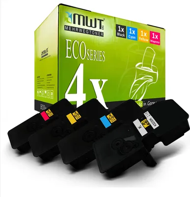 Produktbild von 4 Mehrwegtoner kompatible Lasertoner ersetzt Kyocera TK-5220 TK-5220K TK5220 2R90NL1 TK-5220C 2R9CNL1 TK-5220M 2R9BNL1 TK-5220Y 2R9ANL1 Mehrfarbig
