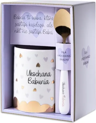 Imagen del producto de Set de taza y cuchara para la abuela: "Querida abuela" - Regalos Be-Happy
