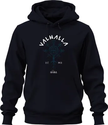 Produktbild von Valhalla Vegvisir Wikinger Nordische Runen Odin Runensymbol Uni Hoodie Kapuzenpullover, Navy, XL