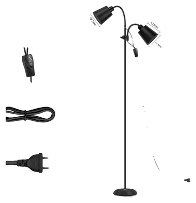 Image de Lampe sur pied, double tête réglable, design minimaliste, 1 pièce