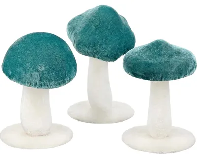Produktbild von Künstliche Deko-Pilze Samt Herbst Blau 3 Stück