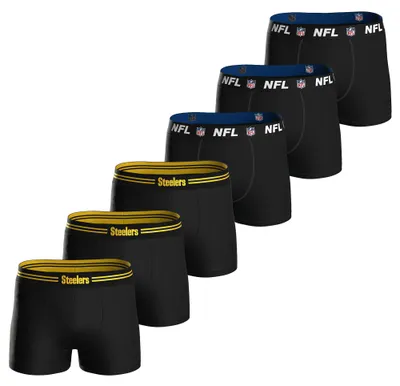 Produktbild von NFL Herren Boxershorts, 6er Pack - NFL Teams, Boxers, Football, Logo, Baumwollmischung Pittsburgh Steelers/Schwarz L