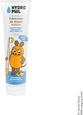 Obrázok produktu pre Hydrophil Kids zubná pasta Mouse Apricot 75ml (s fluoridom)