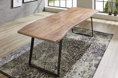 Produktbild von Esstisch Baumkante massiv Akazie natur 240 x 100 schwarz Hobart