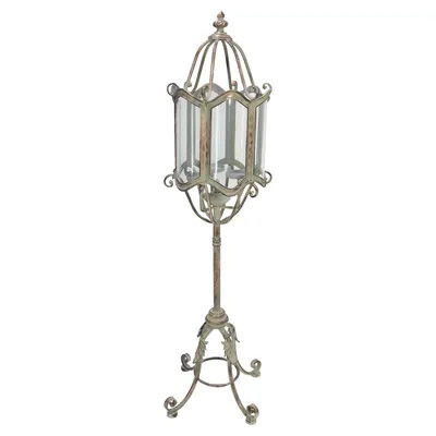 Produktbild von Standlaterne Shabby-Grey, Metall, Glas Maße: Ø 36 x 112 cm, einfache Selbstmontage, passend für Kerzen max. Ø 6 cm, ohne Kerzen