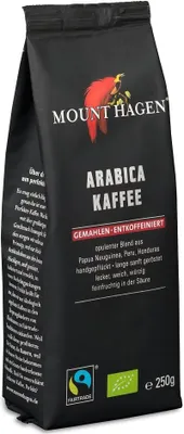 Zdjęcie produktu dla KAWA MIELONA BEZKOFEINOWA ARABICA 100 % FAIR TRADE250 g - MOUNT HAGEN