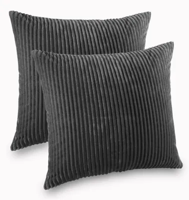 Produktbild von Kuscheli® 2er Set Kissenbezug im Doppelpack Cashmer Touch Fleece Kissenhülle, Sofakissen Kopfkissenbezug Kissenbezüge Couchkissen, Farbe:Grau, Größe:2x 80x80 cm