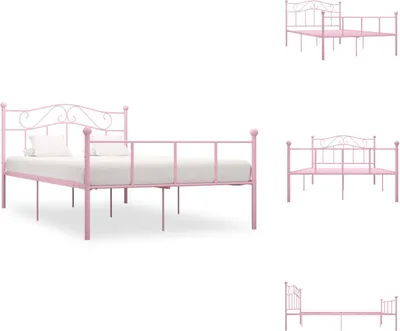 Produktbild von vidaXL Bettgestell Rosa Metall 140×200 cm - Betten & Bettgestelle