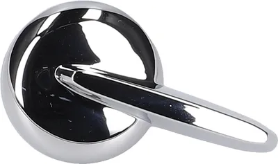 A close-up studio shot of a single chrome-plated knob.