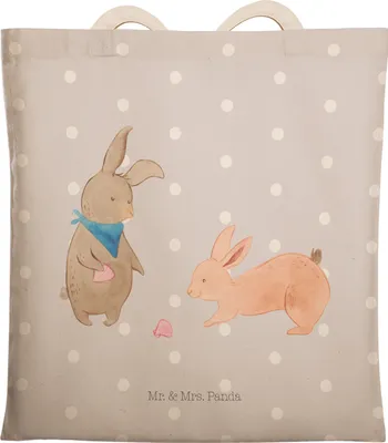 Produktbild von Mr. & Mrs. Panda Beutel Hasen Muschel - Grau Pastell - Geschenk, Muttertag, Urlaub, Tasche, Strand, Freundinnen, Freundin, Einkaufstasche, Tote Bag, shopping, Stoffbeutel