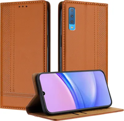 Produktbild von Handyhülle für Samsung Galaxy A7 2018 Leder Flip Klappbare Schutzhülle mit Standfunktion Braun