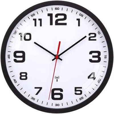 Zdjęcie produktu dla Zegar ścienny Radiozeiger, czarny, 30 cm, mechanizm kwarcowy, zasilany bateryjnie, duży zegar ścienny, czytelny, do domu, kuchni, sypialni, biura, szkoły